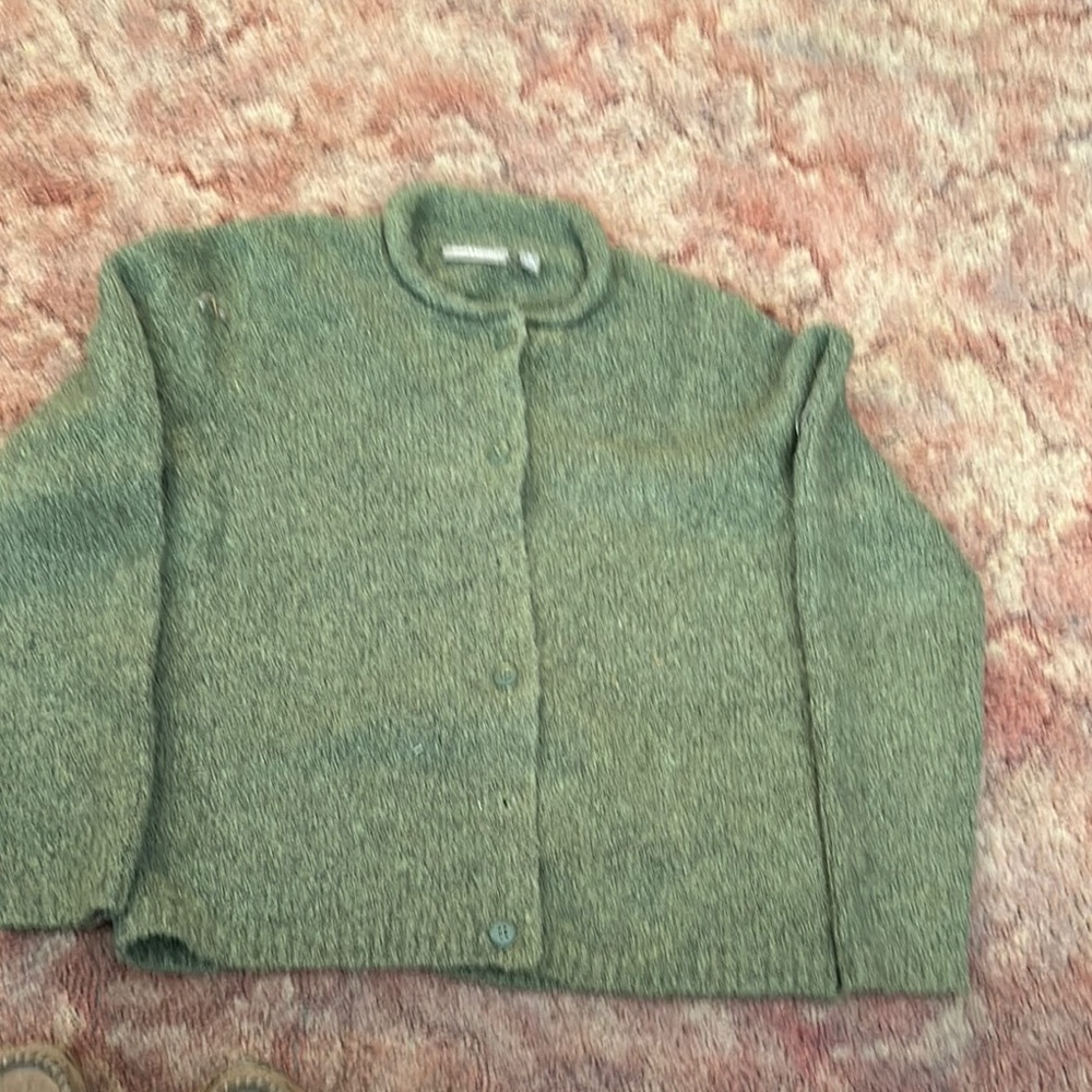Green Wool  Blend Button-Up Jacket